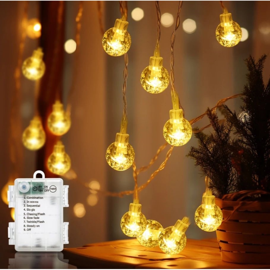 Aigostar - LED ulkokäyttöön valosarja 100xLED/3xAA/8 toimintoa 10,3 m IP44 lämmin valkoinen