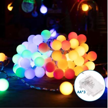 Aigostar - 10,3 m LED-ulkovalosarja, 100 LED, 3 x AA, 8 toimintoa, IP44, monivärinen