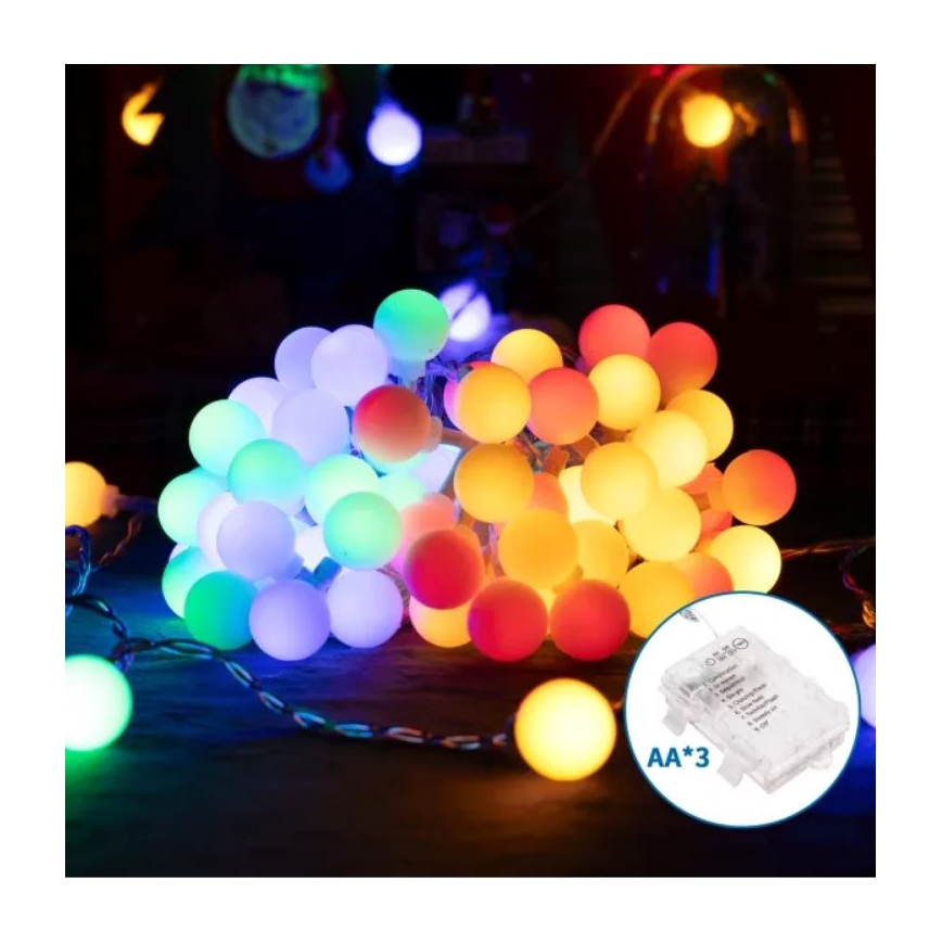 Aigostar - 10,3 m LED-ulkovalosarja, 100 LED, 3 x AA, 8 toimintoa, IP44, monivärinen