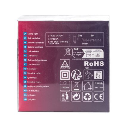Aigostar - LED-ulkovalosarja 10xLED/8m IP44 kylmänvalkoinen