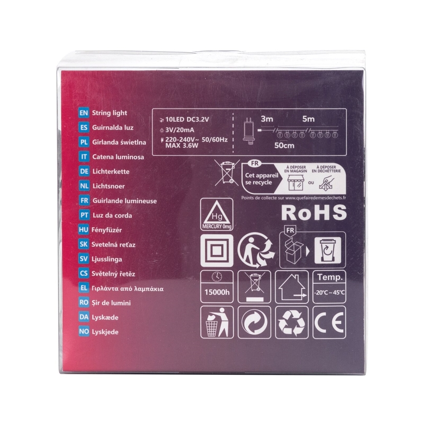 Aigostar - LED-ulkovalosarja 10xLED/8m IP44 kylmänvalkoinen