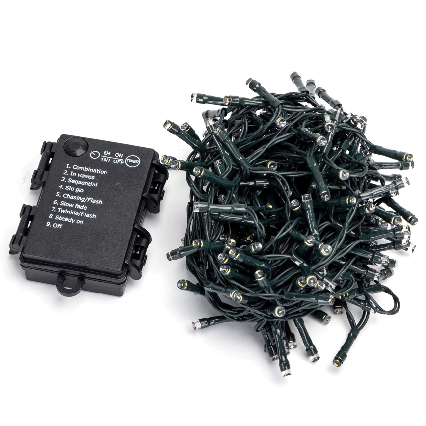 Aigostar - LED-ulkovalosarja 200xLED/8 toimintoa 3xAA 10,3m IP44 lämmin valkoinen