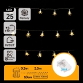 Aigostar - LED-ulkovalosarja 25xLED/8 toimintoa 3xAA 2,5m IP44 lämmin valkoinen, tähtimuotoiset