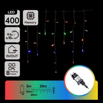 Aigostar - LED-ulkovalosarja 400xLED/8 toimintoa 23x0,6m IP44 monivärinen