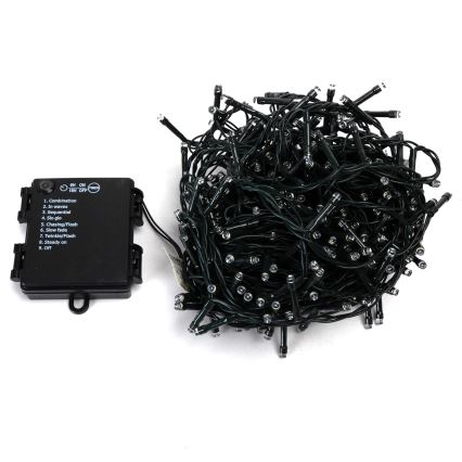 Aigostar - LED-ulkoketju 400 LEDiä, 8 toimintoa, 4×AA, 20,3 m, IP44, monivärinen