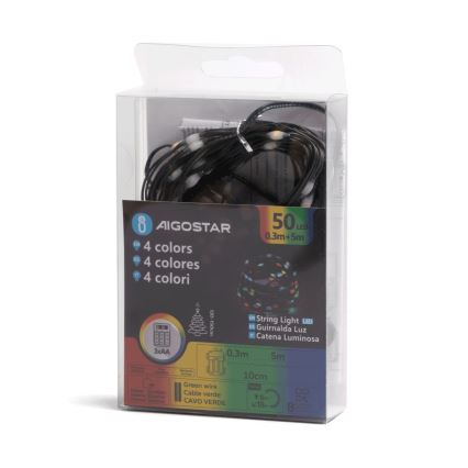 Aigostar - LED-ulkovalosarja 50xLED/8 toimintoa 3xAA 5,3m IP44 monivärinen