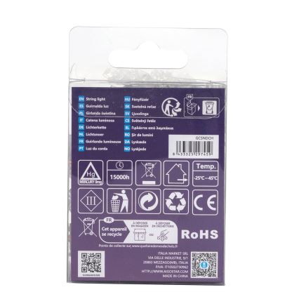 Aigostar - LED-ulkovalosarja 50×LED / 8 toimintoa, 3×AA, 5,3 m, IP44, monivärinen