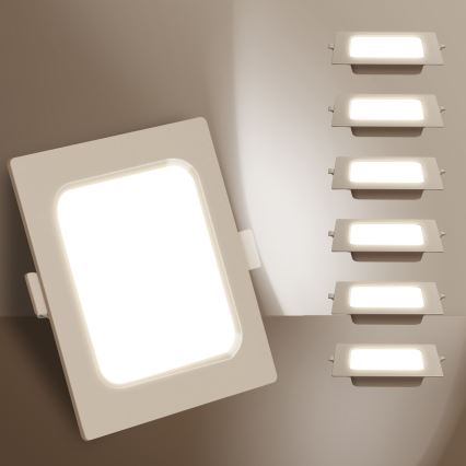 Aigostar - LED-upotettava alasvalo LED/6W/230V 4000K 12x12 cm valkoinen