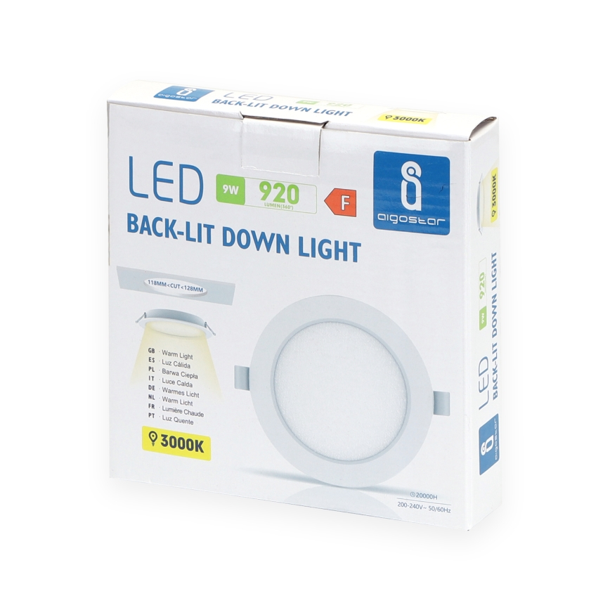 Aigostar - LED upotettava valo LED/9W/230V 3000K halkaisija 11,8 cm valkoinen