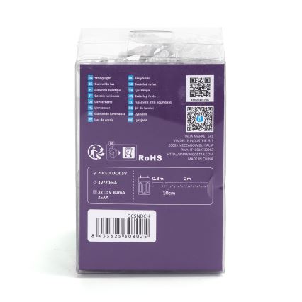 Aigostar - LED-valoketju 100xLED/3xAA 10,3 m monivärinen