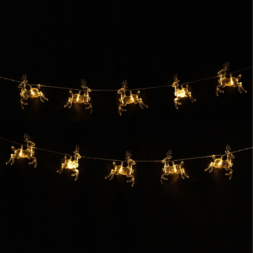 Aigostar - LED-valoketju 10xLED/3xAA 1,5m lämmin valkoinen peurat