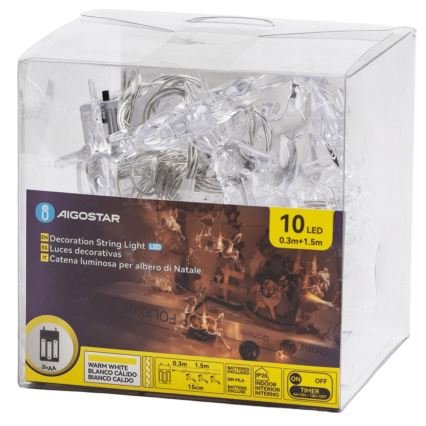 Aigostar - LED-valoketju 10xLED/3xAA 1,5m lämmin valkoinen peurat