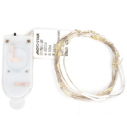 Aigostar - LED-valoketju 20 x LED / 2 x 3 V, 2 m, lämmin valkoinen