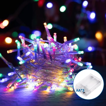 Aigostar - LED-valoketju 50xLED/3xAA 5,3m monivärinen
