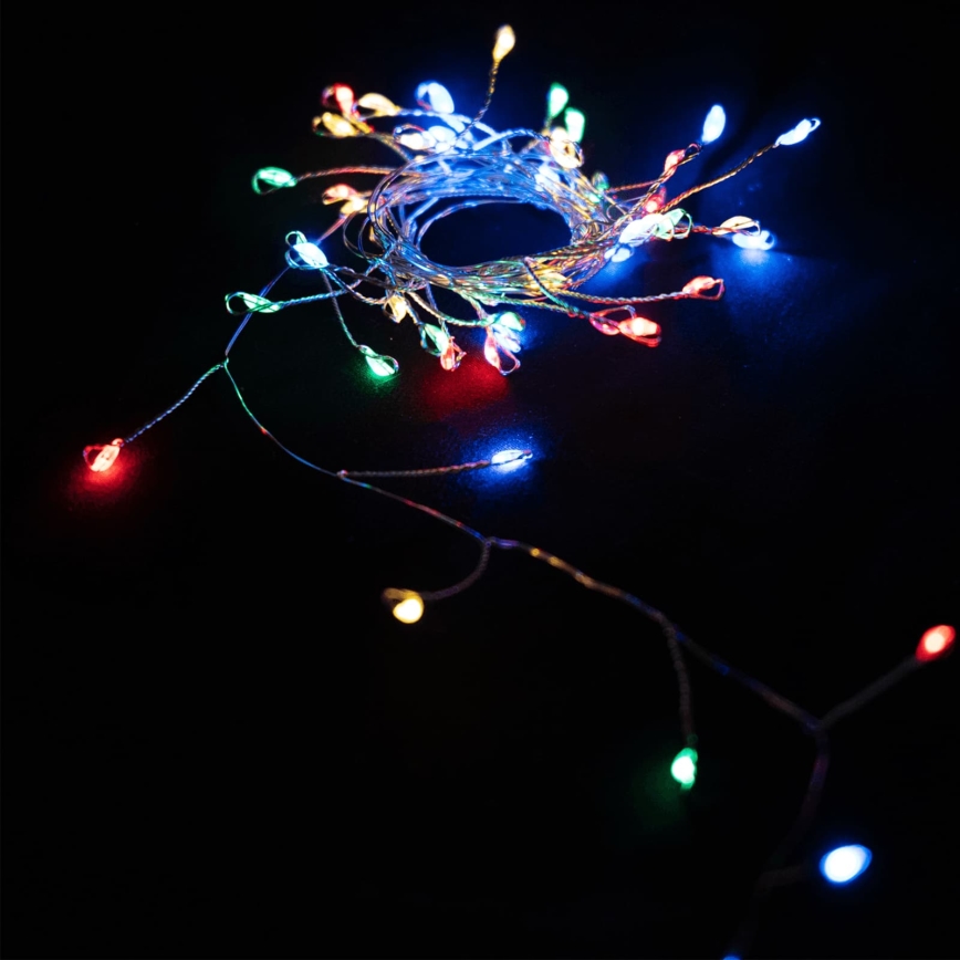 Aigostar - LED-valoketju ulkokäyttöön 50xLED/8 toimintoa 3xAA 1,8m IP44 monivärinen