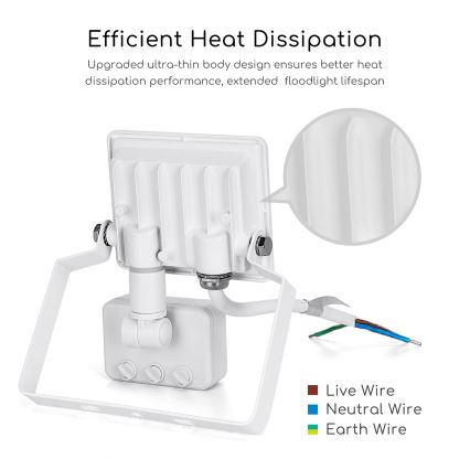 Aigostar - LED-valonheitin anturilla LED/10W/230V 4000K IP65 valkoinen