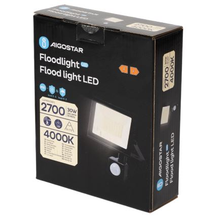 Aigostar - LED-valonheitin anturilla LED/30W/230V 4000K IP65