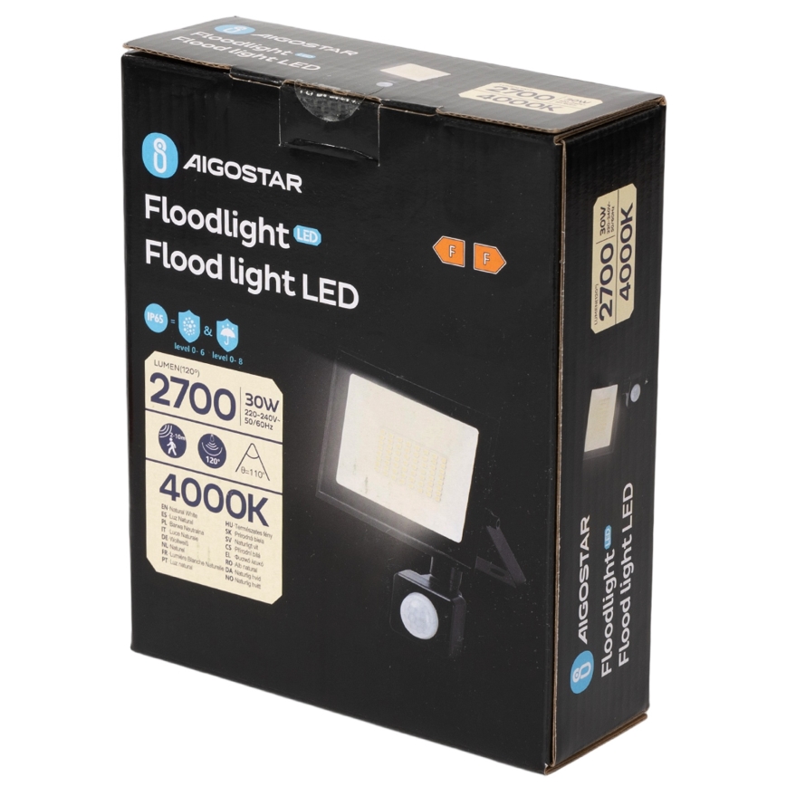 Aigostar - LED-valonheitin anturilla LED/30W/230V 4000K IP65