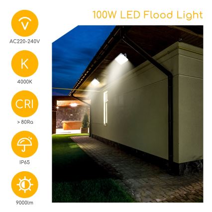 Aigostar - LED-valonheitin LED/100W/230V harmaa 4000K IP65