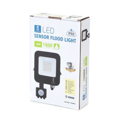 Aigostar - LED Valonheitin sensorilla LED/20W/230V 4000K IP65