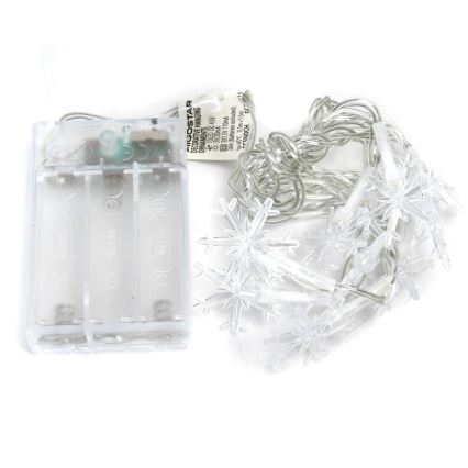 Aigostar - LED-valosarja 10 x LED / 3 x AA, 1,5 m, lämmin valkoinen, lumihiutaleet