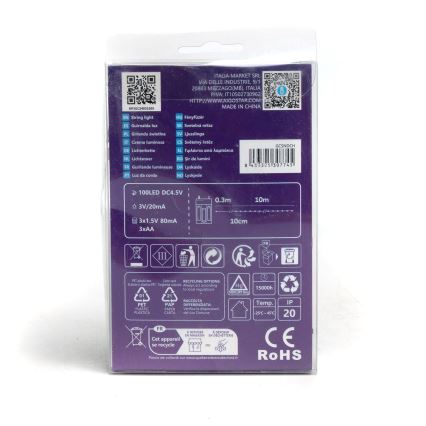 Aigostar - LED-valosarja 100xLED/3xAA 10,3 m kylmänvalkoinen