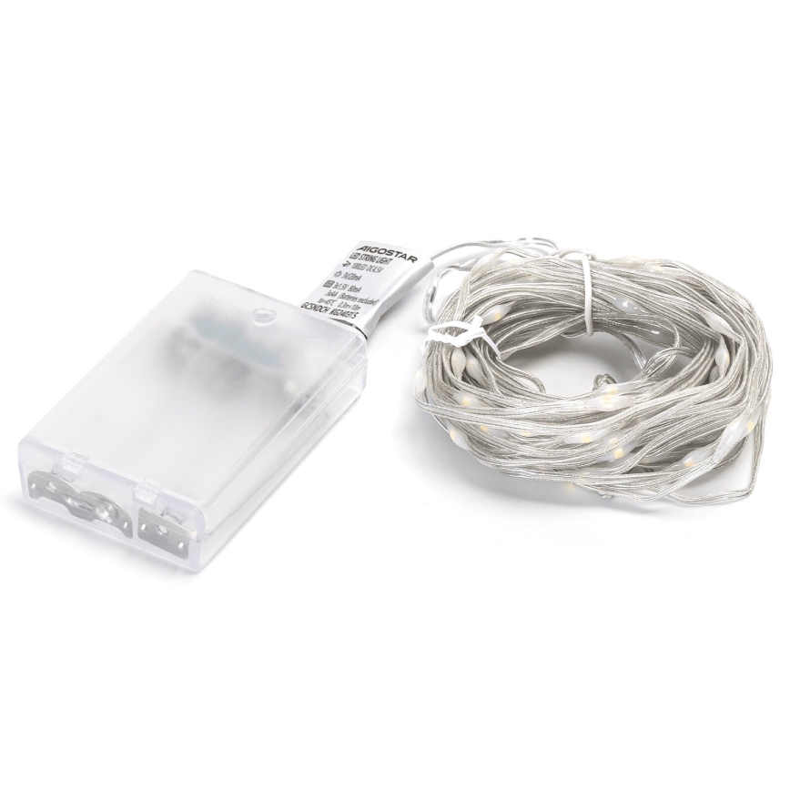 Aigostar - LED-valosarja 100xLED/3xAA 10,3m lämmin valkoinen