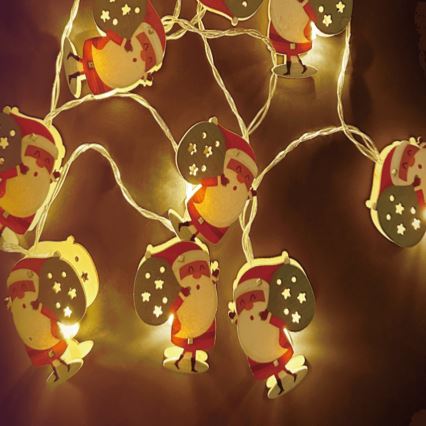 Aigostar - LED-valosarja 10xLED/3xAA 1,5m lämmin valkoinen Joulupukki