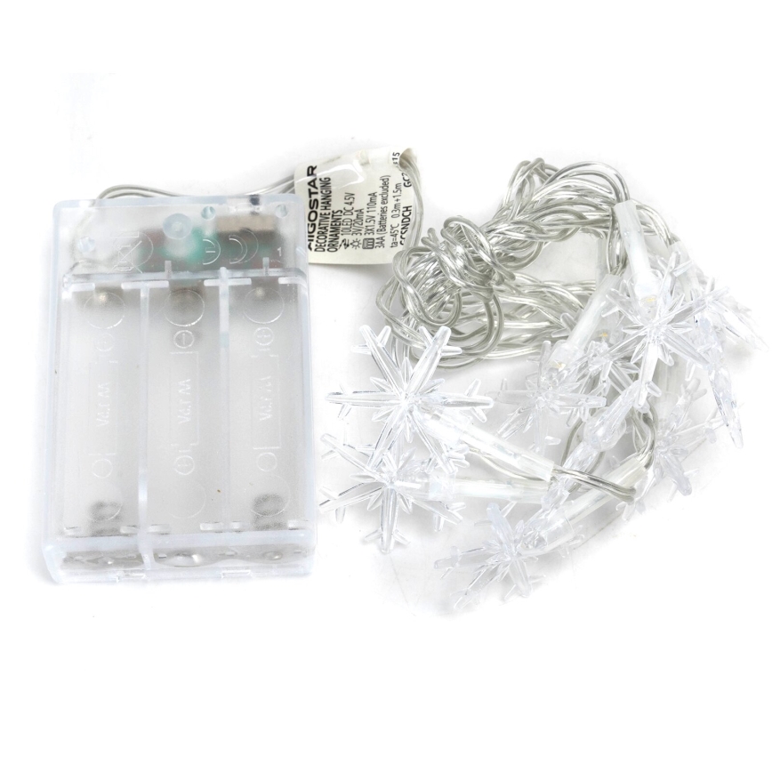 Aigostar - LED-valosarja 20xLED/3xAA 3,3m lumihiutaleet