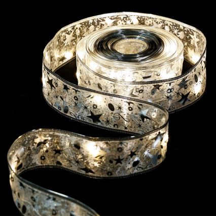 Aigostar - LED-valosarja 50×LED / 3×AA, 5 m, lämmin valkoinen, hopea