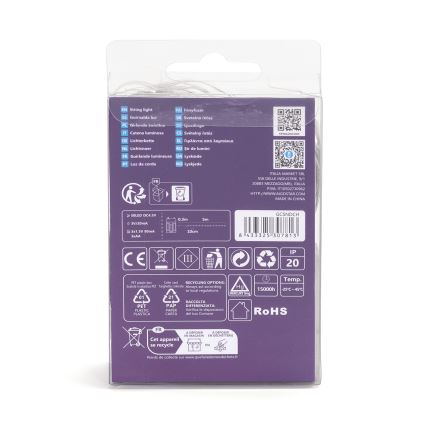 Aigostar - LED-valosarja 50×LED / 3×AA, 5,3 m, lämmin valkoinen