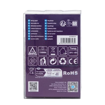 Aigostar - LED ulkovaloketju 100xLED/8 toimintoa/3xAA 10,3m IP44 kylmänvalkoinen