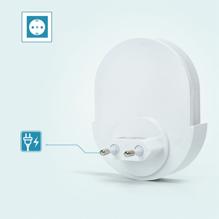 Aigostar - LED-yövalo anturilla LED/1W/230V 6500K soikea