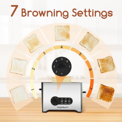 Aigostar - Leivänpaahdin kahdella aukolla 900W/230V mattakromi