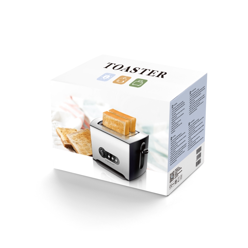 Aigostar - Leivänpaahdin kahdella aukolla 900W/230V mattakromi