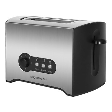 Aigostar - Leivänpaahdin kahdella aukolla 900W/230V mattakromi