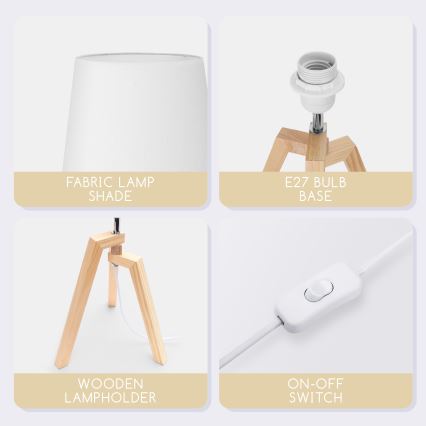 Aigostar - Mäntyinen pöytävalaisin 1xE27/60W/230V