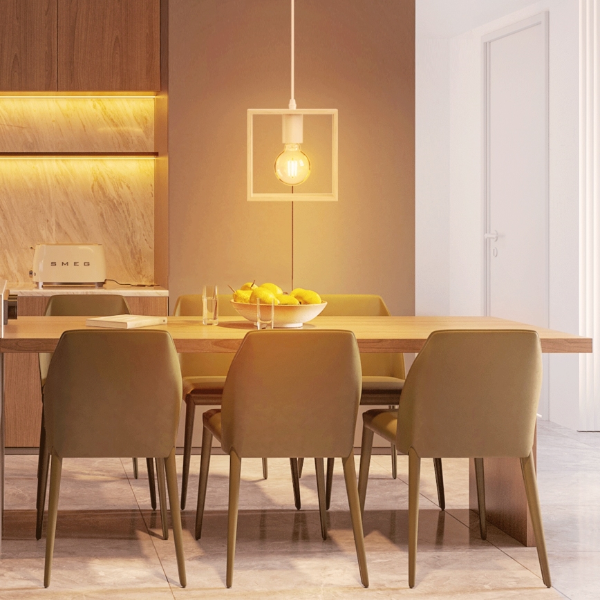 Aigostar - Mäntyinen riippuvalaisin vaijerilla 1xE27/60W/230V