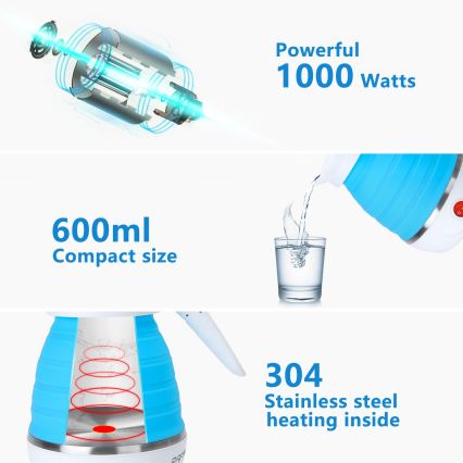 Aigostar - Matkakeitin 600ml 1000W / 230V