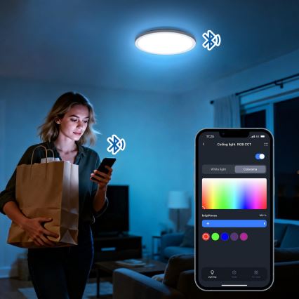 Aigostar - LED RGBW himmennettävä kattovalaisin MESH LED/24W/230V 3000-6500K musta + kaukosäädin