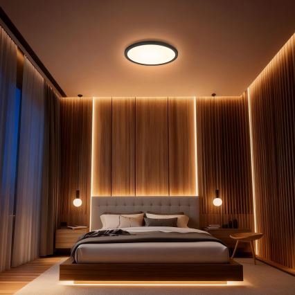 Aigostar - LED RGBW himmennettävä kattovalaisin MESH LED/24W/230V 3000-6500K musta + kaukosäädin