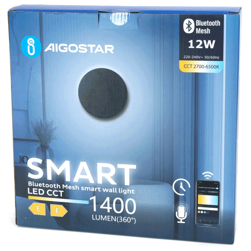 Aigostar - LED himmennettävä seinävalaisin MESH Smart LED/12W/230V 2700-6500K musta