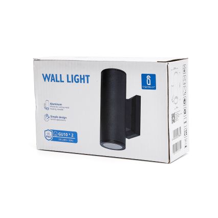 Aigostar - Musta pyöreä ulkoseinävalaisin 2xGU10/35W/230V IP65