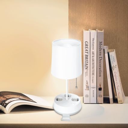Aigostar - Pöytälamppu pistorasioilla 1xE27/60W/230V valkoinen