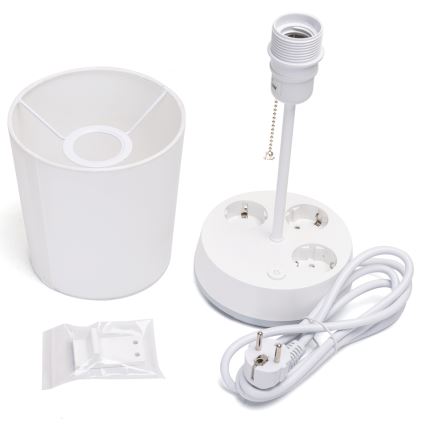 Aigostar - Pöytälamppu pistorasioilla 1xE27/60W/230V valkoinen