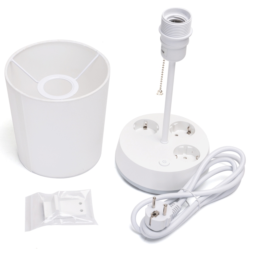 Aigostar - Pöytälamppu pistorasioilla 1xE27/60W/230V valkoinen