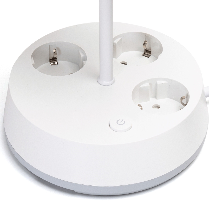 Aigostar - Pöytälamppu pistorasioilla 1xE27/60W/230V valkoinen