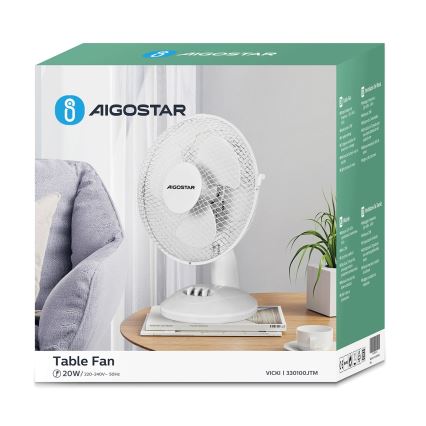 Aigostar - Pöytätuuletin 20W/230V valkoinen