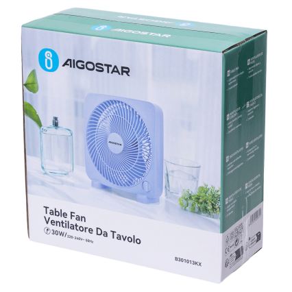 Aigostar - Pöytätuuletin 30W/230V sininen
