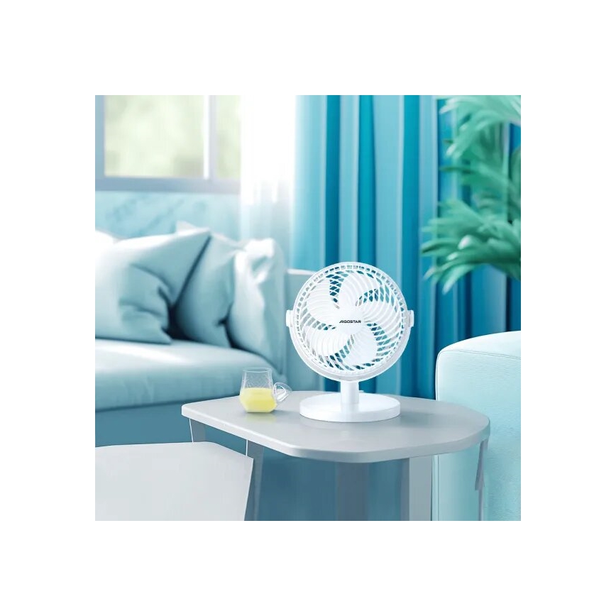 Aigostar - Pöytätuuletin 3W/5V valkoinen